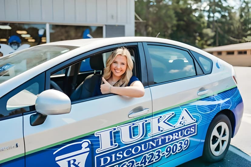 Pharmacist delivering medications to a home in Iuka.